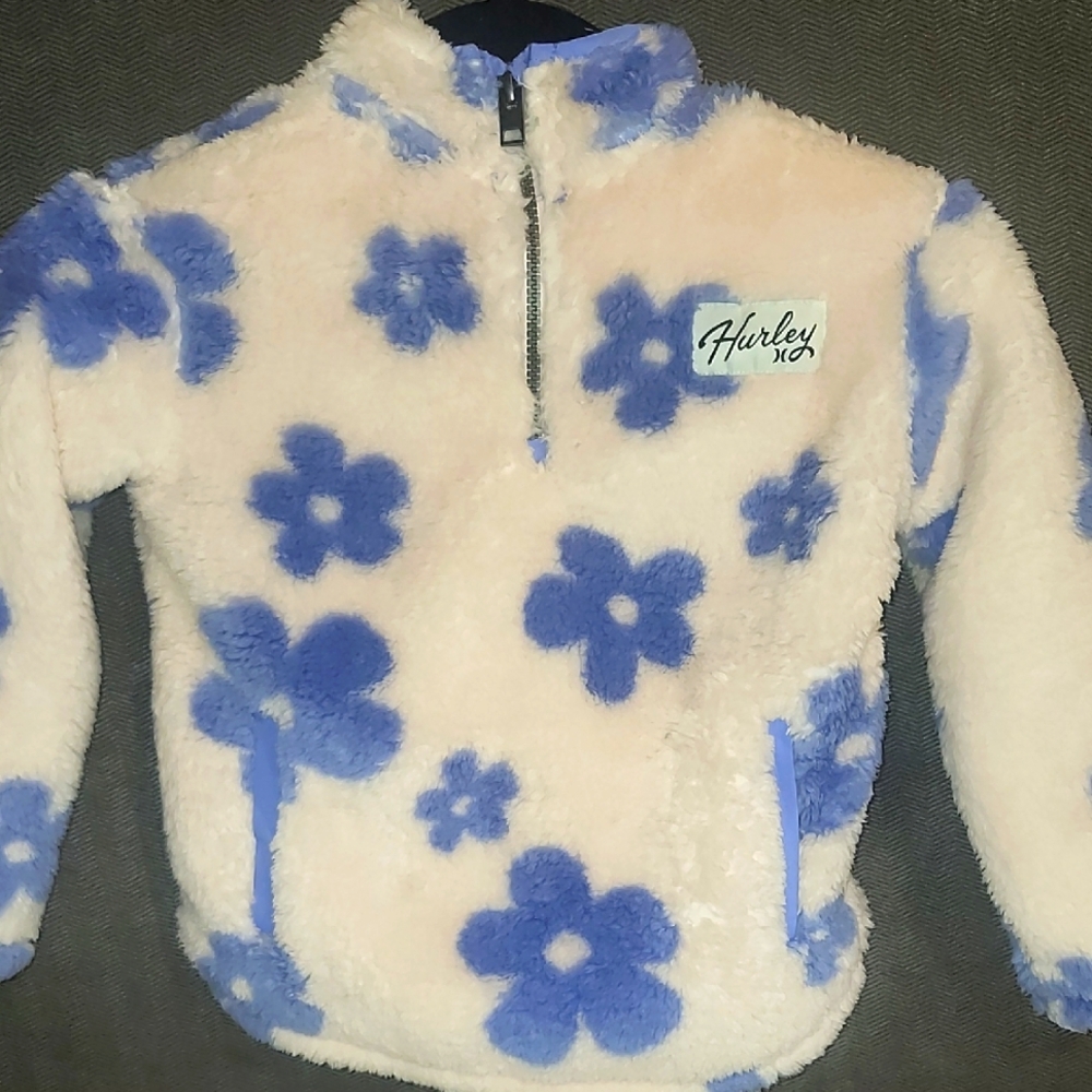 Hurley Pink and Blue Floral Fleece Sweatshirt